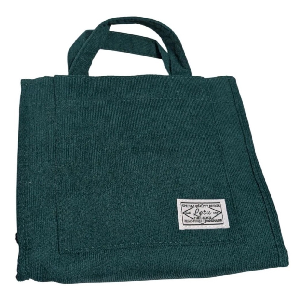 LETU Green Corduroy Tote Bag Adjustable Shoulder Strap Carry Strap Travel Bag